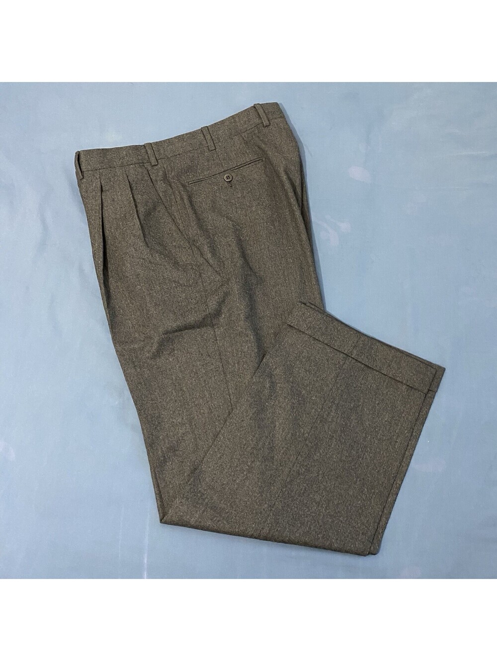 Ermenegildo Zegna Pleated Wool Dress Pants Trousers 35x30 Cuffed Charcoal Grey